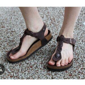 Birkenstock Shoes Tatami By Kairo Black Thong Sandals Flat Strap Leather Size 10